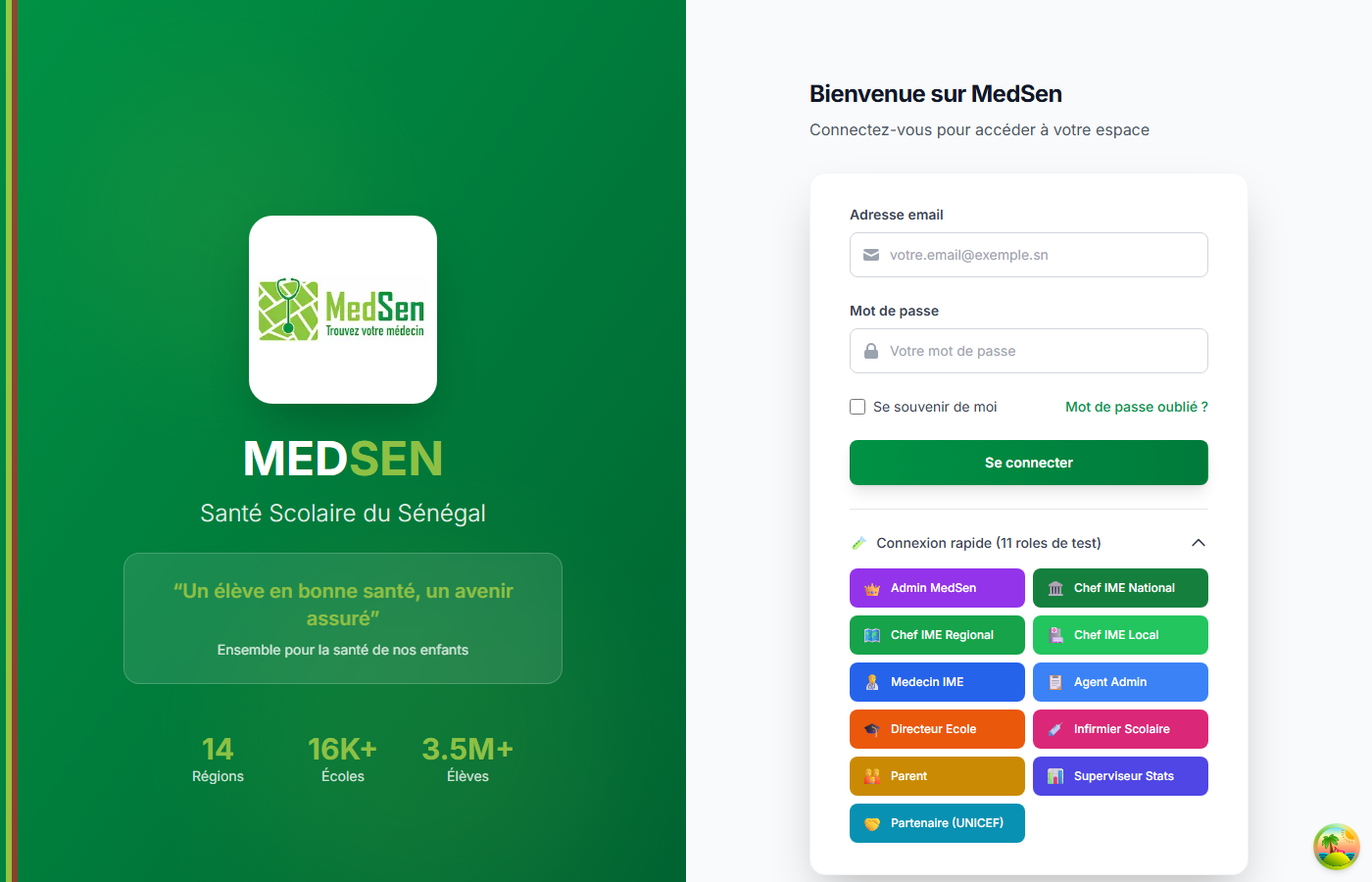 MedSen - Page d'accueil