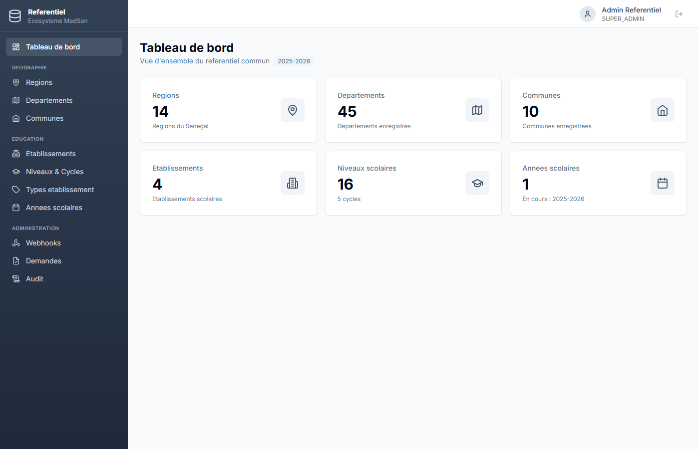 Référentiel Commun - Tableau de bord
